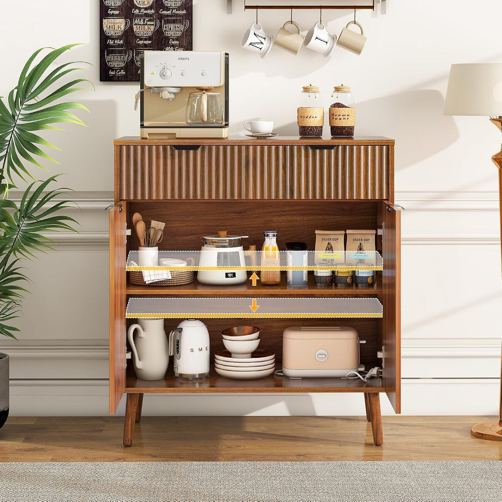 LYNCOHOME Fluted Sideboard Buffet Cabinet with Storage, 1 Drawers and 2 Doors...