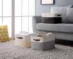 DECOMOMO Storage Baskets for Shelves - Fabric Storage Bins, Linen Closet Organizers and Storage (Mixed Neutral, Large - 3 Pack)