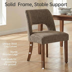 keoni Wooden Dining Chairs Set of 6, Mid Century Modern Upholstered Dining Room Chairs with Rubberwood Legs, Fabric Farmhouse Kitchen Chairs with Foot Pegs for Dining Room, Dark Brown