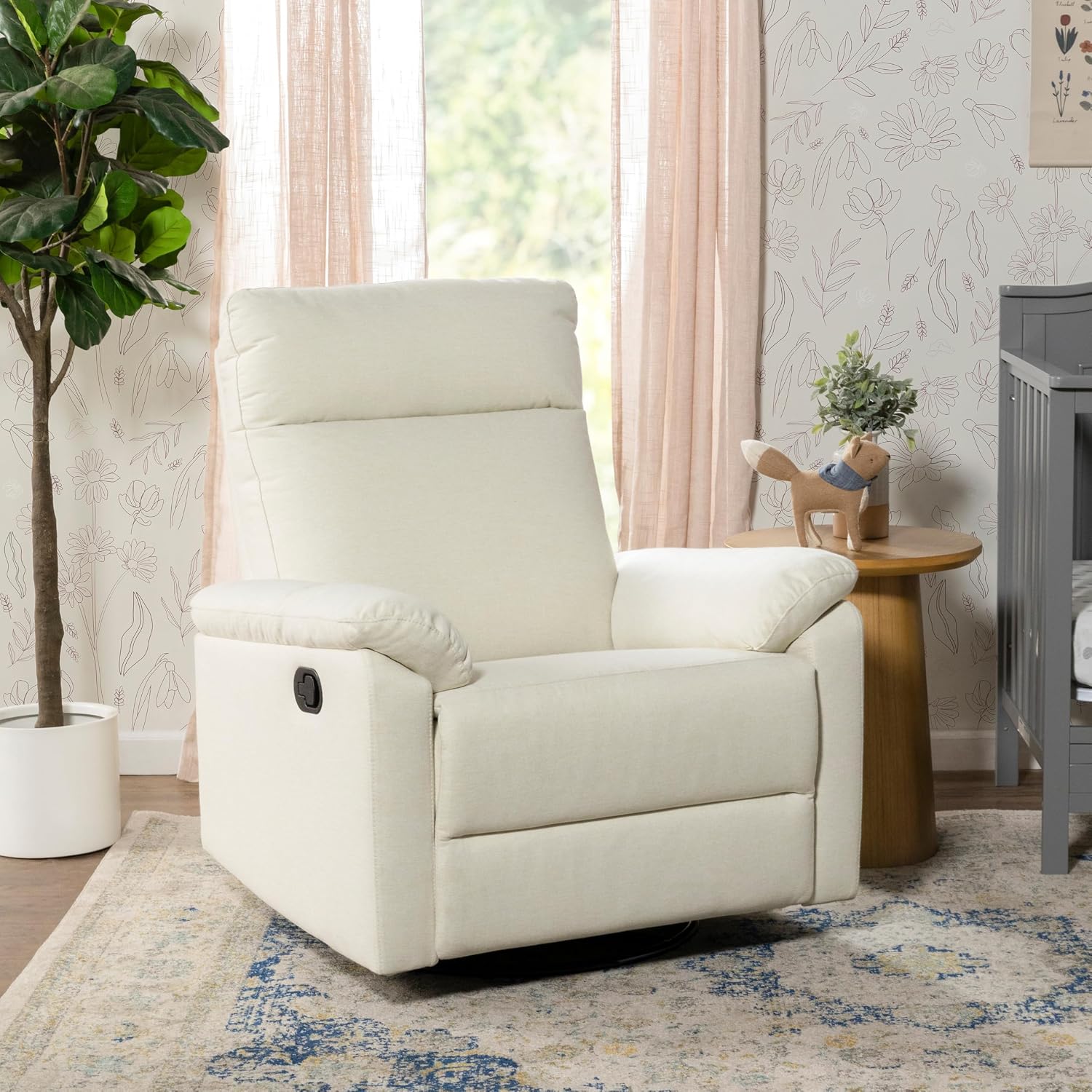 Davinci Suzy Swivel Recliner in Vanilla, GREENGUARD Gold & CertiPUR-US® Certified