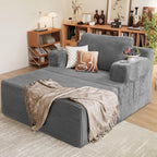 Homall Oversized Chaise Lounge Chair, Cloud Couch with Fluffy Upholstered, Deep Seat Sleeper Sofa Bed with Two Cup Holders, Comfy Boneless Couch No Assembly Required for Living Room, Apartment (Grey)