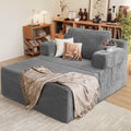 Homall Oversized Chaise Lounge Chair, Cloud Couch with Fluffy Upholstered, Deep Seat Sleeper Sofa Bed with Two Cup Holders, Comfy Boneless Couch No Assembly Required for Living Room, Apartment (Grey)