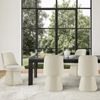 Swivel Dining Chairs Set of 4, Upholstered Mid Century Modern Deskchair with High Back, Faux Leather Kitchen Chairs for Dining Room, Bedroom, Dressing Room, Cream