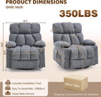 Oversized 360° Swivel Massage Rocker Recliner Chair, Massage & Heat, Grey | Vibration Massage, USB Charge Port, 4 Pockets 2 Cup Holders, Comfy Rocking Recliners for Living Room & Bedroom, Reading Chair
