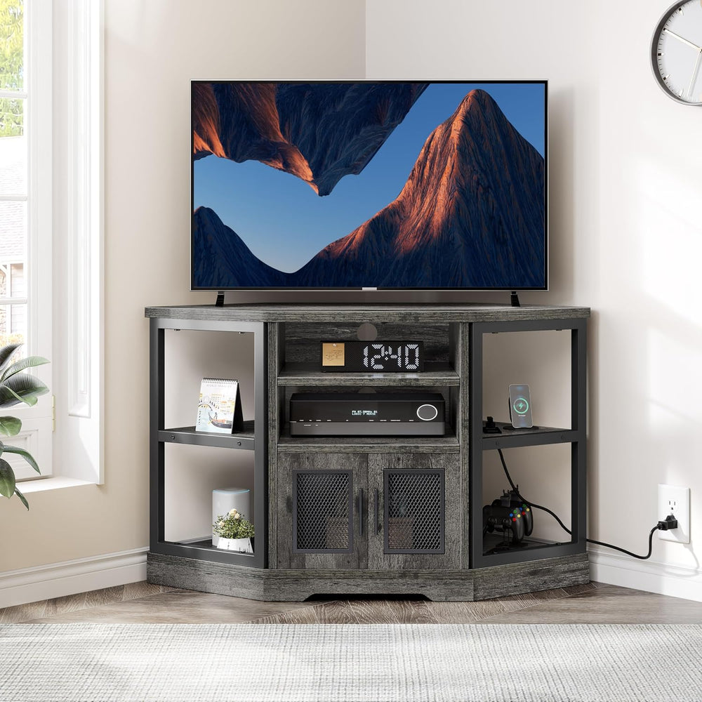 YITAHOME Farmhouse TV Stand with Power Outlet, Corner TV Stand for 50 Inch TV...