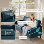 STHOUYN 57" W Faux Leather Loveseat w/ 2 USB, Small Loveseat Sofa w/Side Pockets, Wooden Frame Small Couch w/Metal Legs, Office Mini Couch for Dorm, Bedroom, Apartment (Blue, 2 Seater)