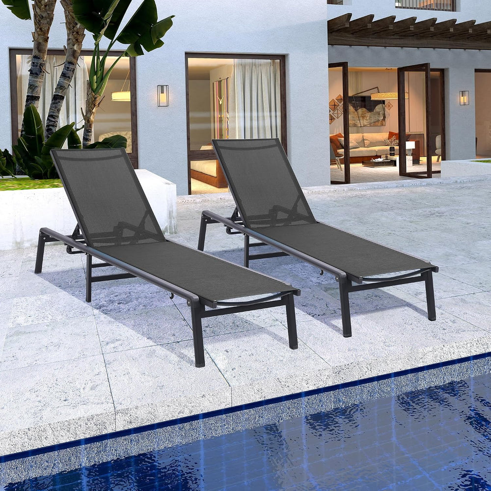 Murago Outdoor Chaise Lounge Chair Set of 2, Foldable Lightweight Patio Loung...