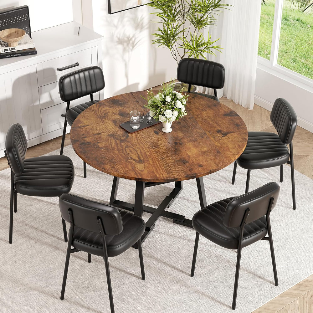 47 Inch Round Dining Table for 4-6 People,Modern Circle Dining Room Table Kit...