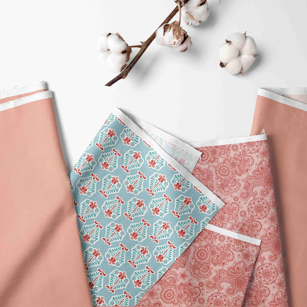 Bacati - Paisley Floral Quilted Changing Pad Cover (Aqua/Coral Floret)