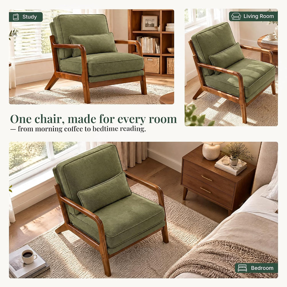 Mid Century Modern Accent Chairs Set of 2 with Lumbar Pillows