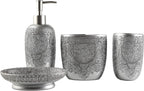 Hymmah Bathroom Accessories Set,Toothbrush Holder,Farmhouse Bathroom Decor,4 Pcs Resin Gift Set Apartment Necessities, Contain Toothbrush Cup,Soap Dispenser,Soap Dish,Tumbler