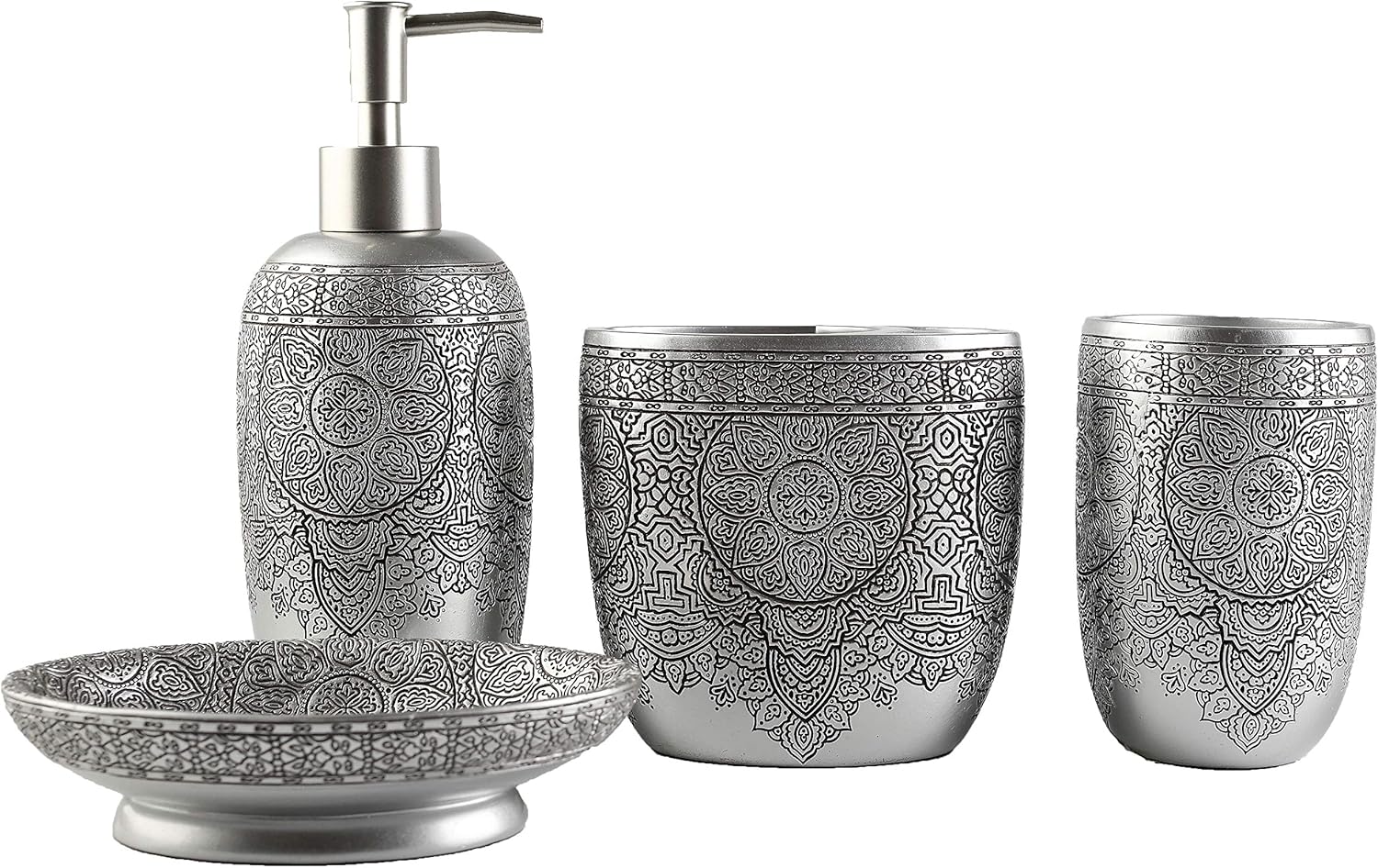 Hymmah Bathroom Accessories Set,Toothbrush Holder,Farmhouse Bathroom Decor,4 Pcs Resin Gift Set Apartment Necessities, Contain Toothbrush Cup,Soap Dispenser,Soap Dish,Tumbler