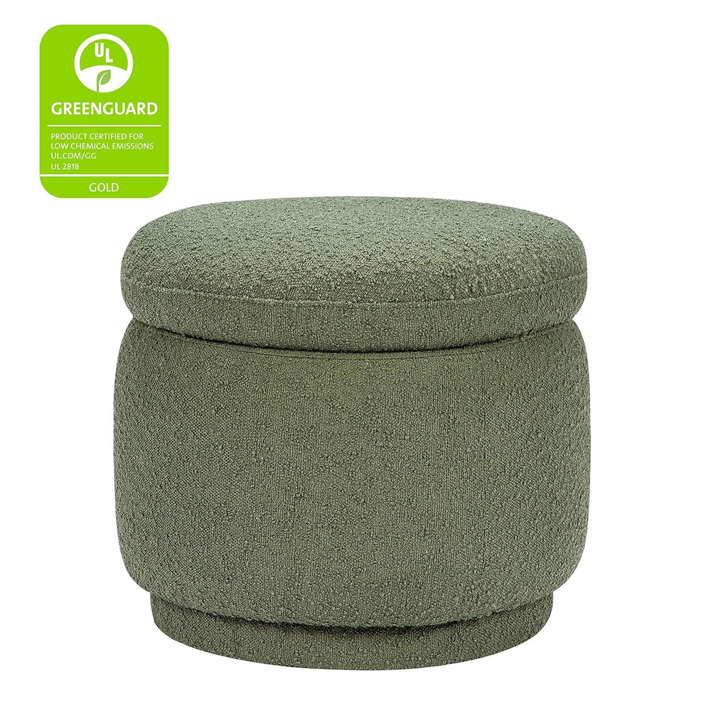 Enoki Storage Ottoman in Olive Boucle, Greenguard Gold Certified