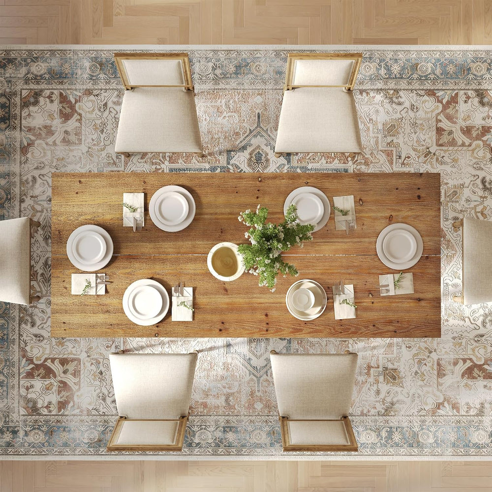 63" Industrial Dining Table for 4-6 People, Solid Wood Rectangular Kitch...
