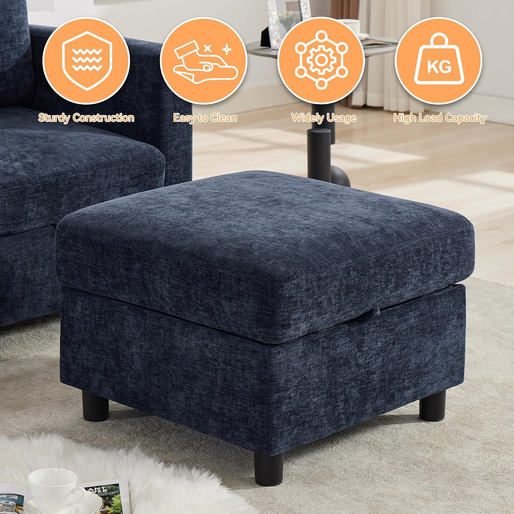 WUTUTUEE 25'' Square Storage Ottoman Module for Modular Sectional Sof...