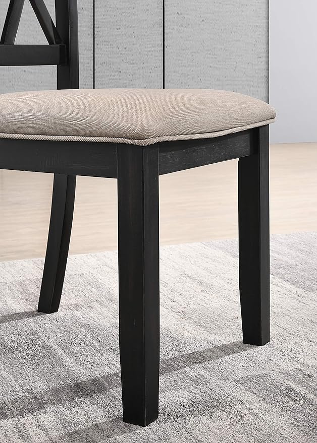 Roundhill Furniture Windvale Fabric Upholstered Dining Chair, Set of 2, Black