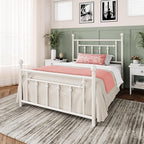 Allewie 14 Inch Twin Size Metal Platform Bed Frame with Victorian Vintage Headboard and Footboard/Mattress Foundation/Under Bed Storage/No Box Spring Needed/Easy Assembly/Noise Free/White