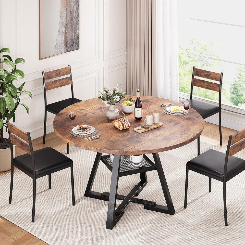 Jocoevol Round Dining Table for 4,Kitchen Dining Room Circle Dinner Pedestal ...
