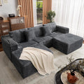 110 Corduroy Modular Sectional Boneless Sofa with 2 Ottomans, Convertible Cloud Couch with Deep Seats, Fluffy Memory Foam U Shaped Couch for Living Room, No Assembly Required (Gray)