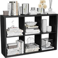Cube Storage Organizer Bookcase, Decorative 11 inch Open Back Cubical Shelf with Thickened Border, Display Bookshelf for Living Room, Home Office, Sturdy Room (Black, 6 Cube)