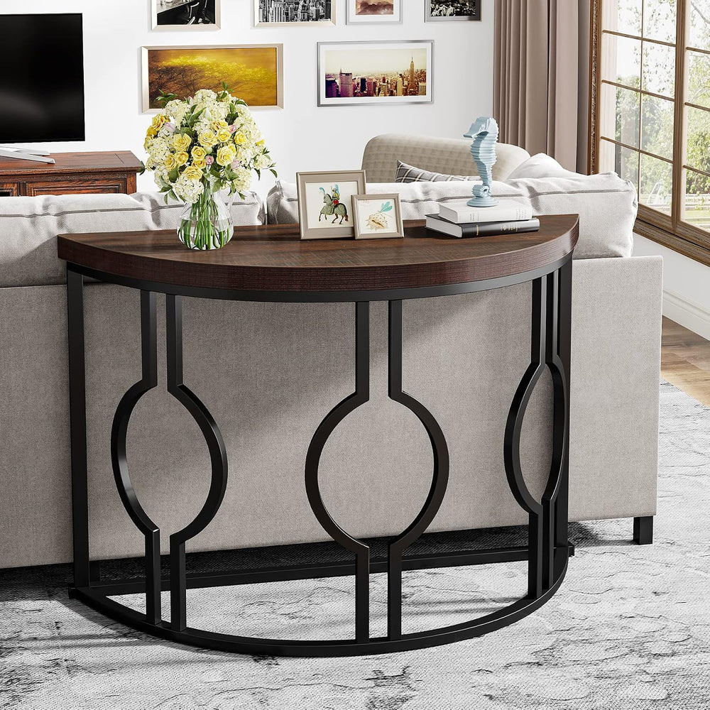Tribesigns Half Moon Console Table for Entryway, 43 Inch Industrial Semi Circ...