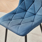 Btrpily 4 Set of Dining Chairs, Metal Frame Dining Chair for Kitchen Room,Technology Cloth Seat Chair for Living Room, Bedroom(Blue)