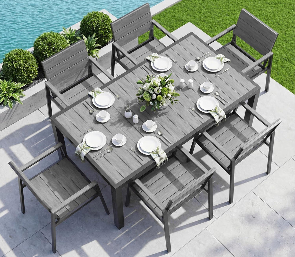 Vexwalx Outdoor Dining Set, Aluminum Dining Table Set for 6, Patio Table and ...