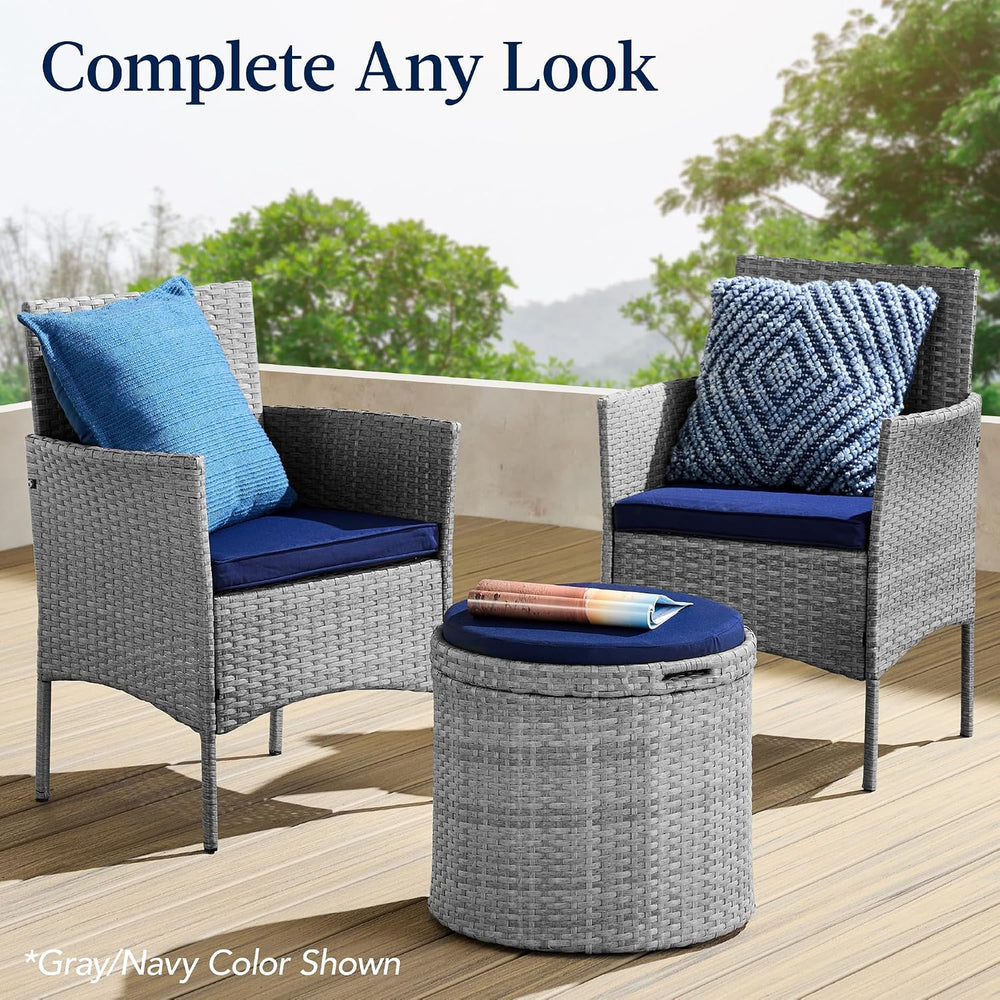 Best Choice Products Round Wicker Ottoman, Multipurpose Outdoor Furniture for...