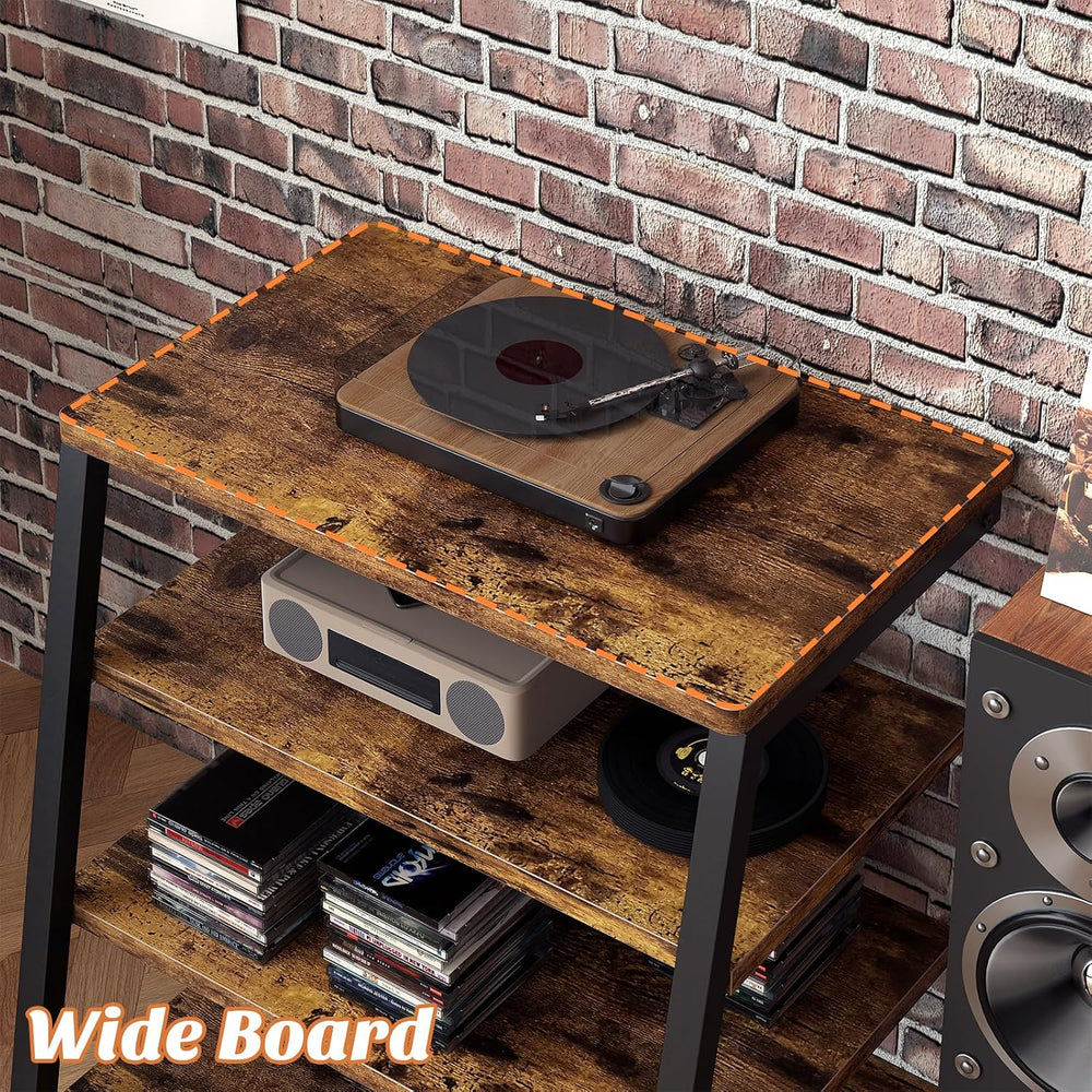 Besiost AV Media Stand with Outlets, Media Console with LED Lights, Stereo Ra...