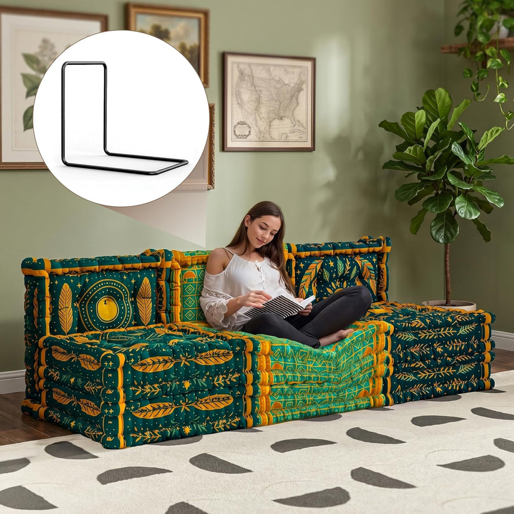WOWMAX L-Shaped Metal Support Frame for Our Boho Floor Sofa, Freestanding Sof...