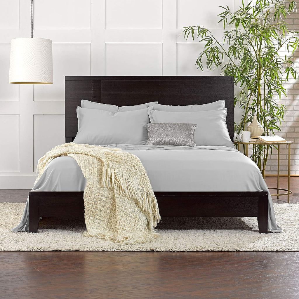Queen Pillowcases by Pure Bamboo, Genuine 100% Organic Viscose Derived from Bamboo, Luxuriously Soft & Cooling, Double Stitching, Envelope Closure (2 Queen Pillowcases, Silver Pearl)
