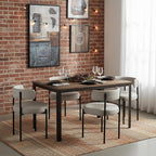 Faux Leather Dining Chairs Set of 6, Mid Century Modern Dining Room Chairs with Barrel Backrest, Upholstered Kitchen Chairs for Dining Room, Restaurant, Beige Grey