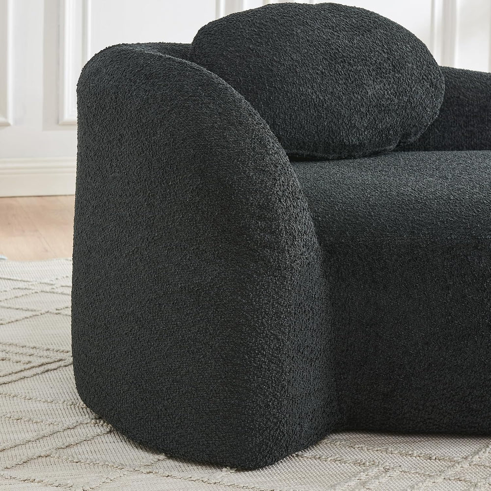 Full Foam Chaise Lounge Chair Indoor, Boucle Upholstered Chaise Lounge Sofa B...