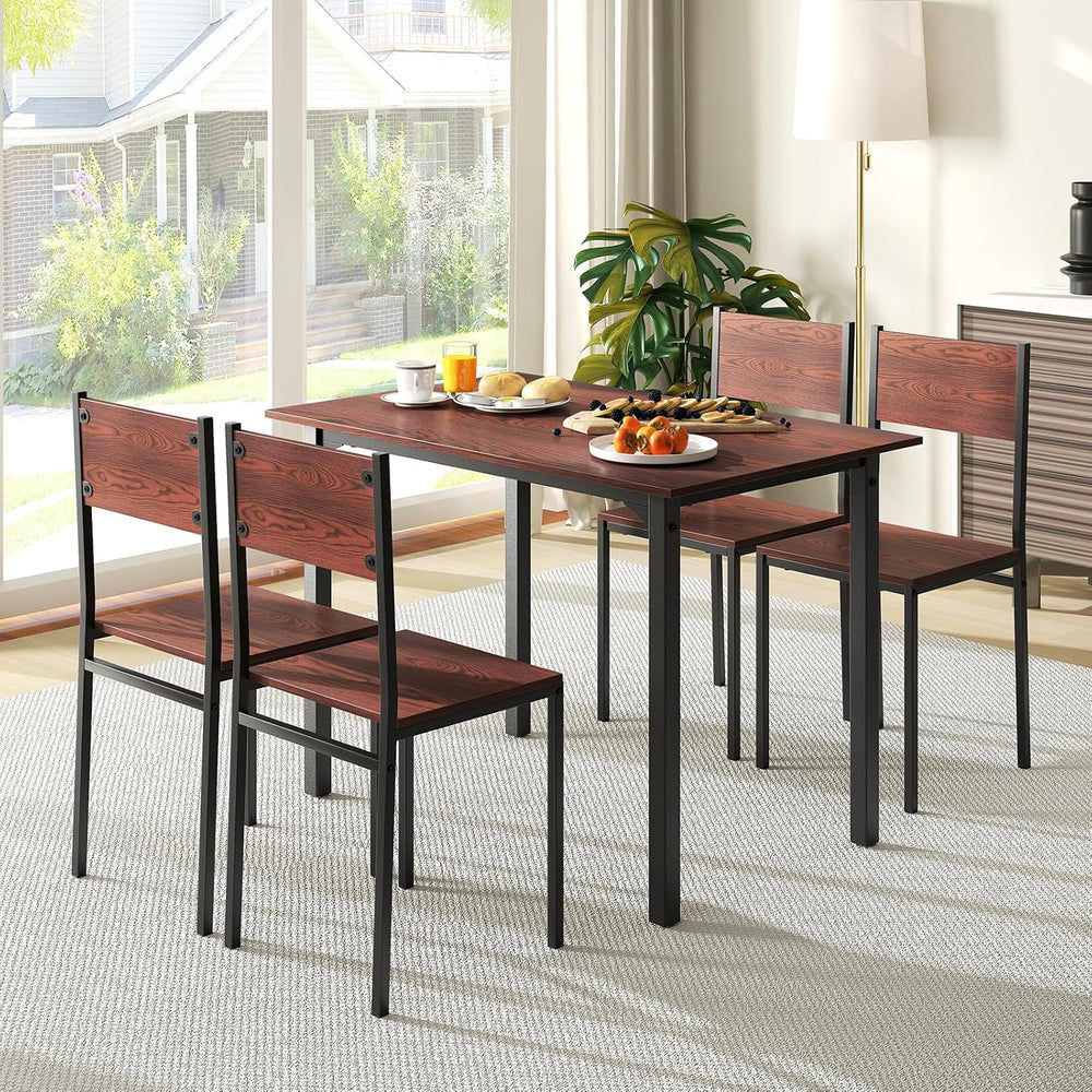 Giantex Dining Table Set for 4, 5-Piece Modern Kitchen Table and Chairs with ...