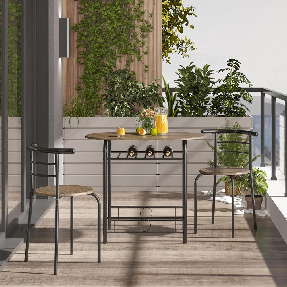 Yaheetech 3 Piece Dining Table Set for 2 Small Table and Chairs Drift Brown |...