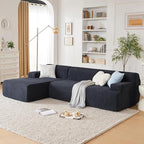 107" Modular Sectional Cloud Couch, Boneless couches Sponge sectionals for Living Room, High Density Sponges Sofa, Modular L-Shape with Chaise, Black