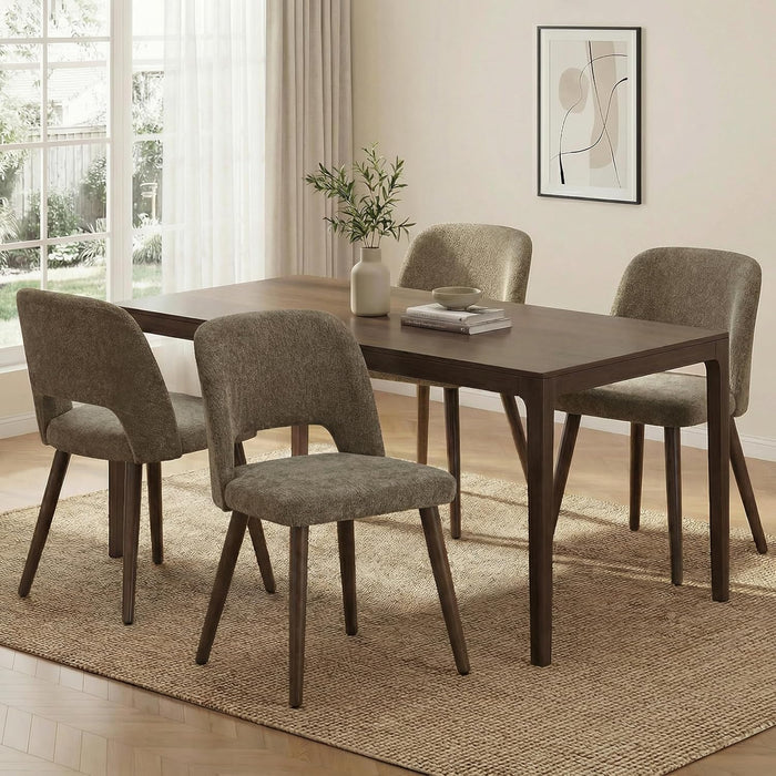 Usaint Wooden Dining Chairs Set of 4, Fabric Dining Room Chairs, Brown