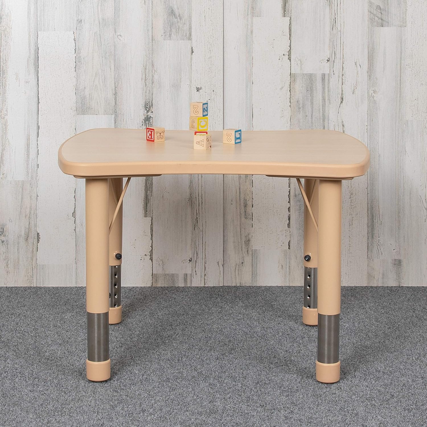 Flash Furniture Wren 21.875"W x 26.625"L Rectangular Natural Plastic Height Adjustable Activity Table