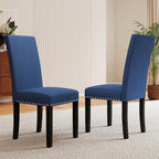 LSSPAID Dining Chairs Set of 6, Fabric Upholstered Dining Room Parson Chair with Nailhead Trim and Solid Wood Legs for Home and Kitchen, Blue