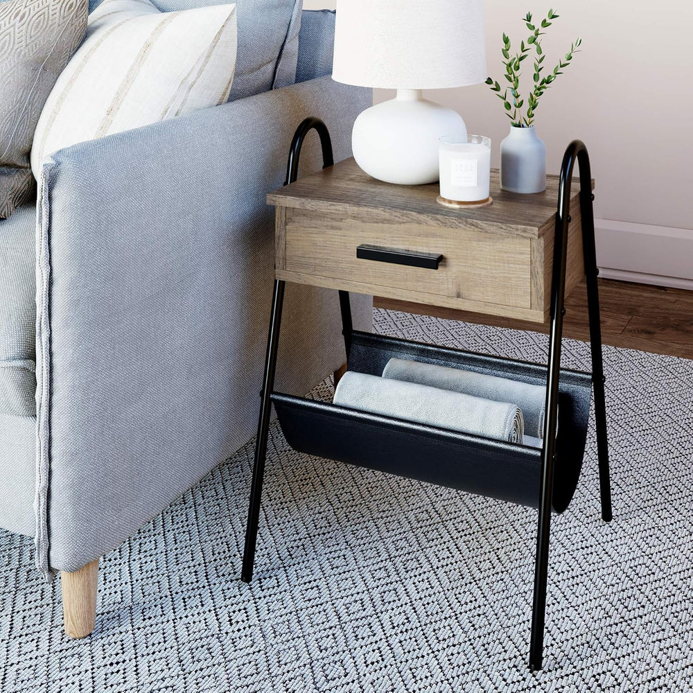 Nathan James 32502 Hugo Wood Nightstand, Rustic Accent End or Side Table with...
