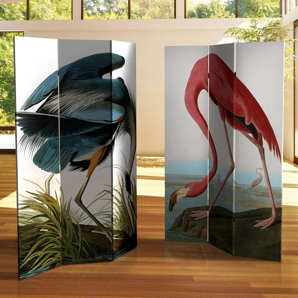 Red Lantern 6 ft. Tall Double Sided Audubon Heron & Flamingo Canvas Room ...