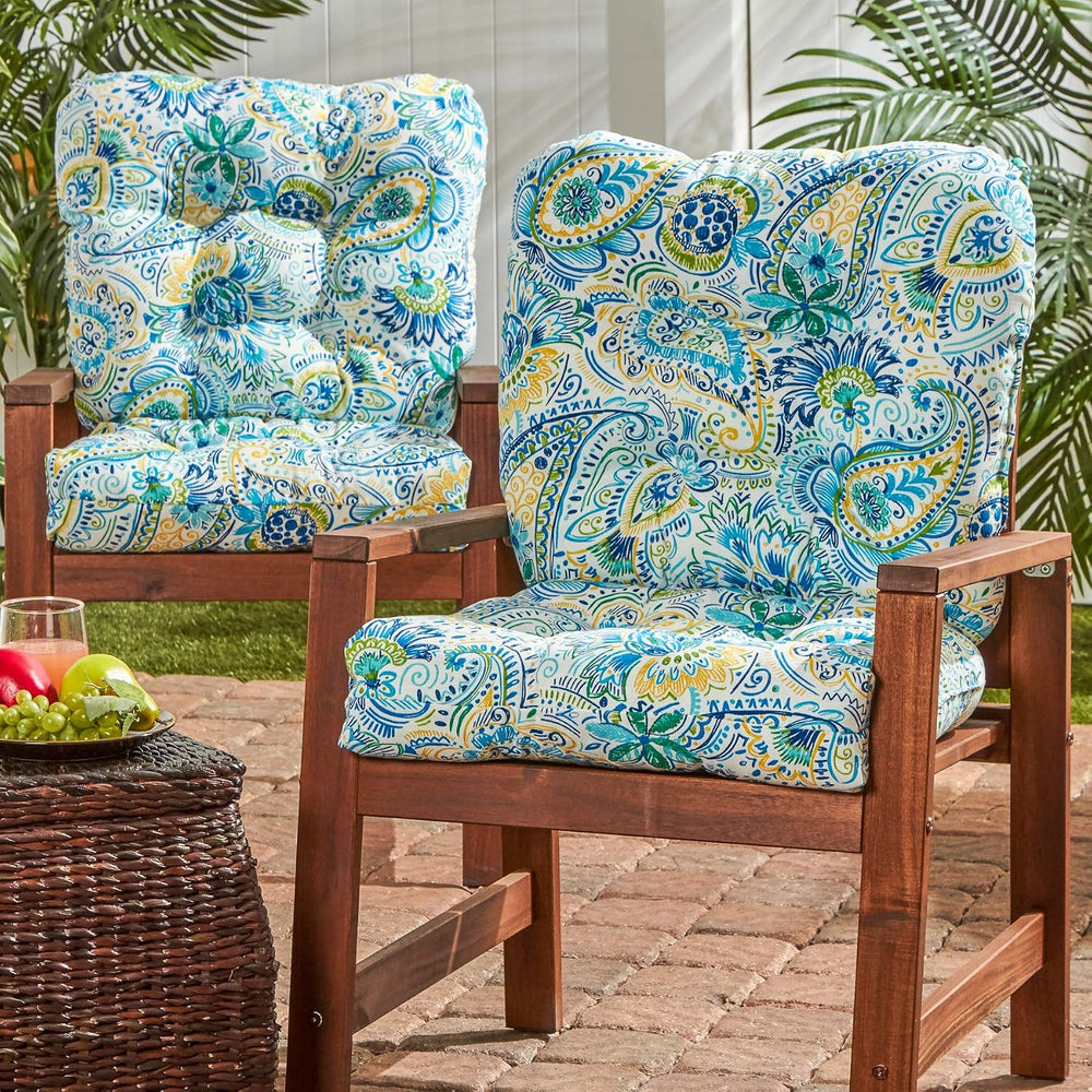 South Pine Porch Outdoor Seat/Back Chair Cushion (Set of 2), Baltic Paisley