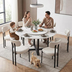 LukeAlon Linen Dining Chairs Set of 4, Modern Upholstered Armless Kitchen Chairs with Black Metal Legs Curved Back Dining Room Chairs Reception Guest Chair for Living Room Office, Light Beige