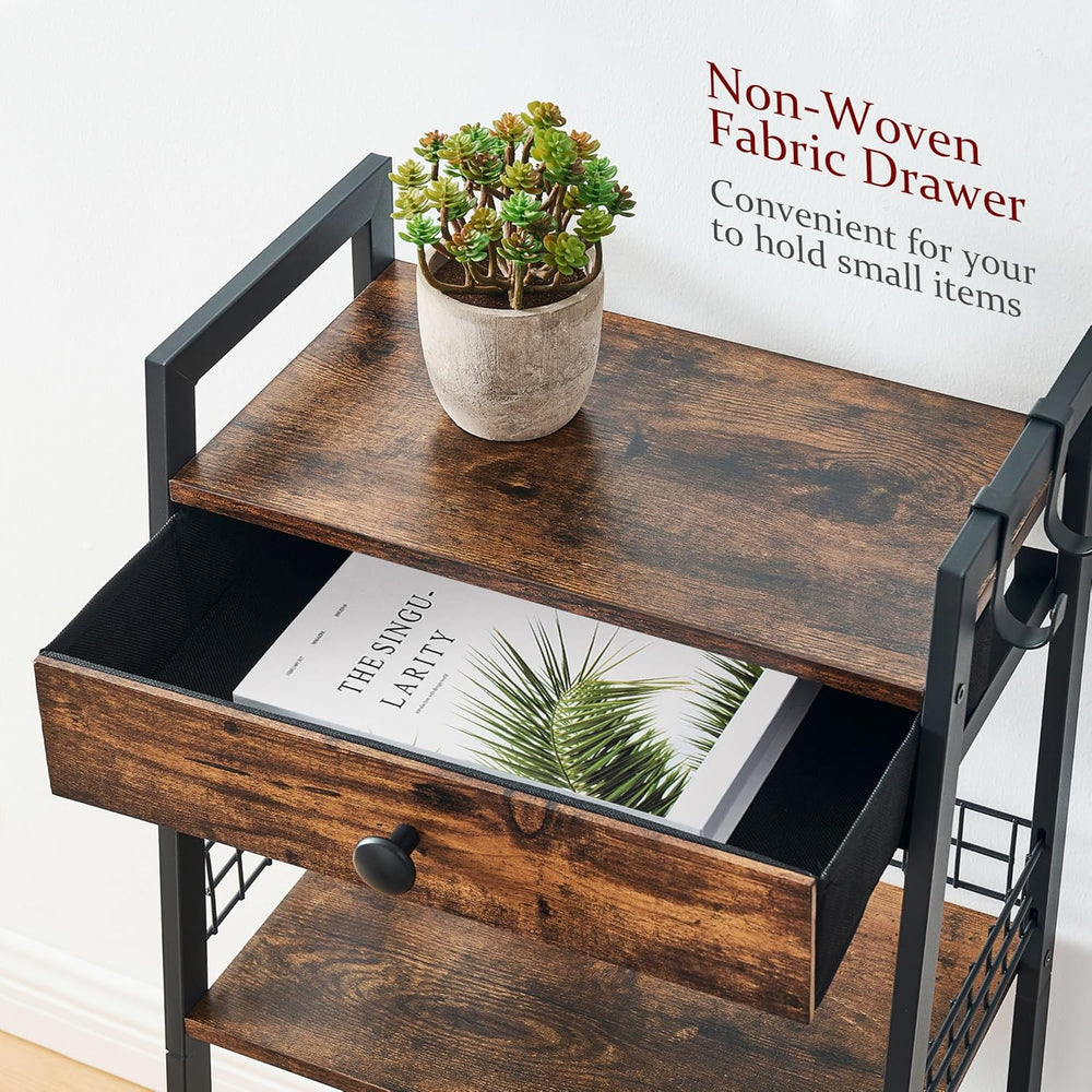 Gewudraw 3-Tier Ladder Shelf with Drawer, Bathroom Table Stand for Small Spac...