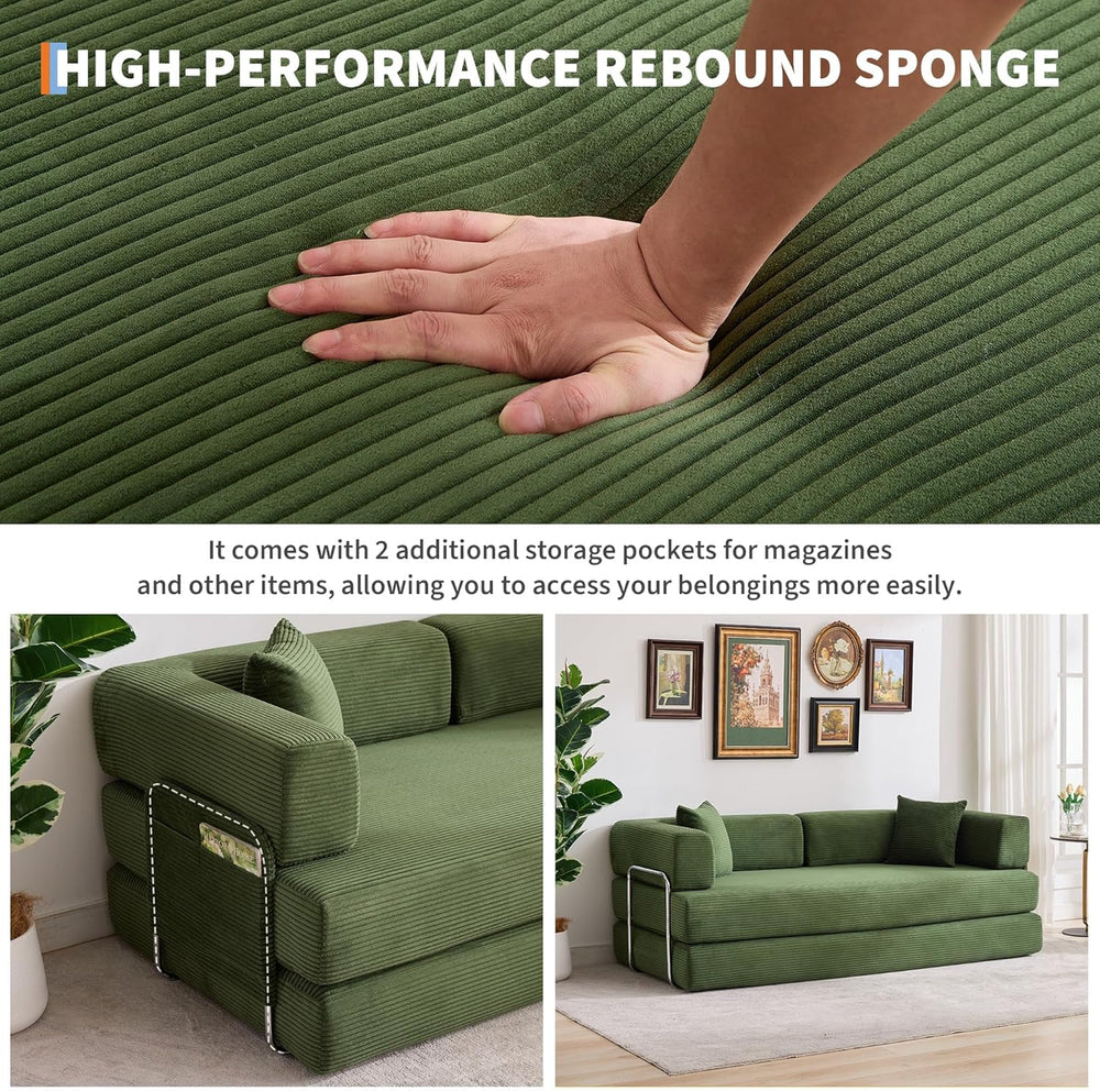 GarveeLife 78.8" Modular Corduroy Sofa Bed,5 in 1 Convertible Futon Floo...