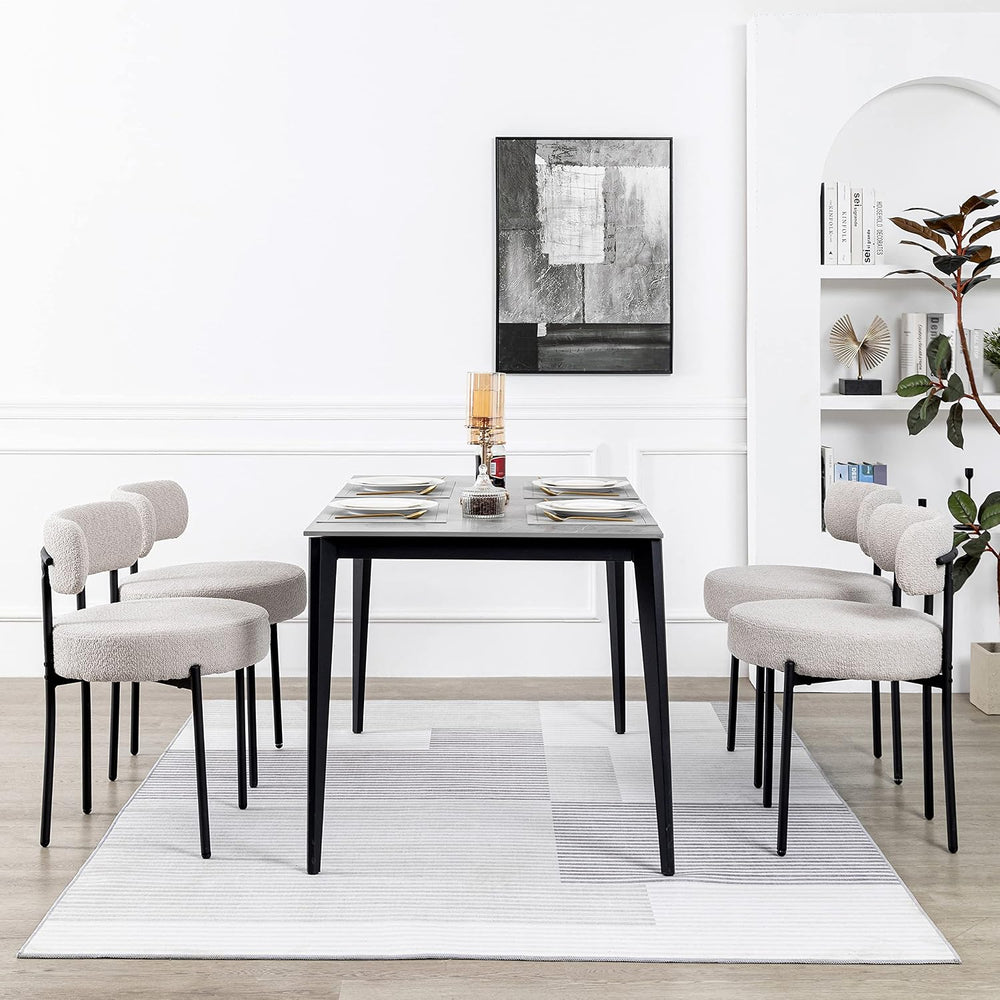 DYHOME Boucle Dining Chairs Set of 4, Upholstered Dining Room Chairs Grey