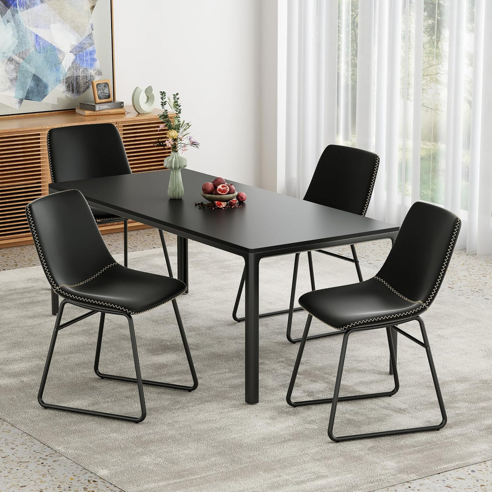 Soohow Mid-Century Modern Dining Chairs Set of 4, Faux Leather Upholstered Ki...