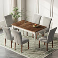 Stylish Dining Chairs Set of 6, Upholstered Parsons Dining Room Chair with Nailhead Trim, Kitchen Room Chair with Thick Cushions and Wood Legs, Nailhead Trim, SKY2383