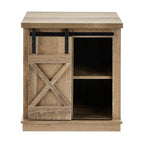 ROCKPOINT Sliding End Table with Slide Barn Door,Storage Sofa Table,Dark Oak