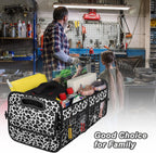 Deosk Car Organizer for SUV - 6 Big Pocket Trunk Storage With Waterproof Polyester, Car Accessories for Women/Men, Cow Print (Medium)